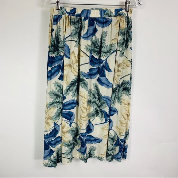 Crinkle Cotton Skirt Cream Yellow Blue Floral 12 - Picture 3 of 3